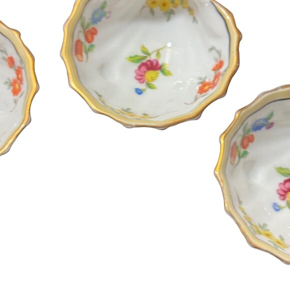 Noritake Vintage Floral & Gold Trim Shell-Shaped Dip Dish Salt Cellars Set Of 3 - Picture 3 of 7